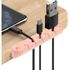 7-Kanal Kabelorganizer Silikon Kabelklemme für Tisch - Wand - Klebestreifen - Rosa