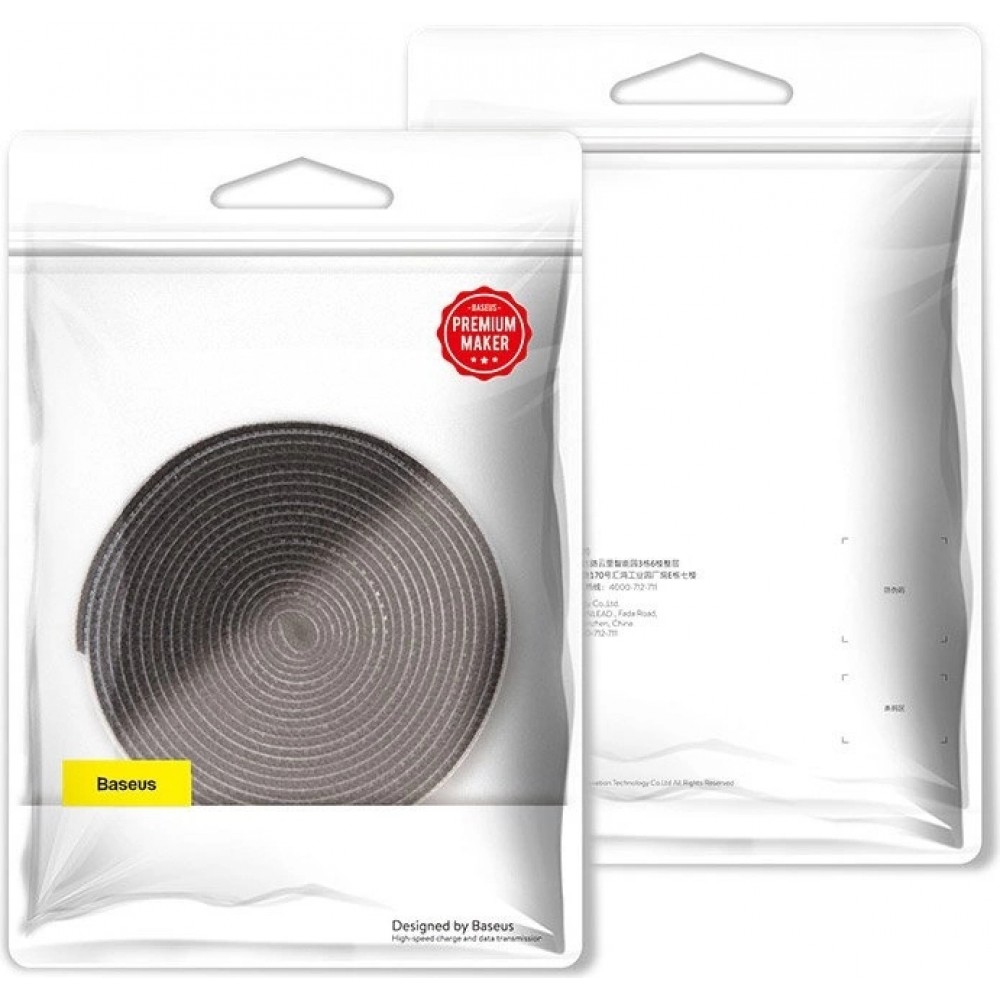 Baseus Regenbogenkreis Klettband Kabelorganizer 3m Schwarz ACMGT-F01 - Haken und Schlaufenriemen Velcro Tape - Schwarz