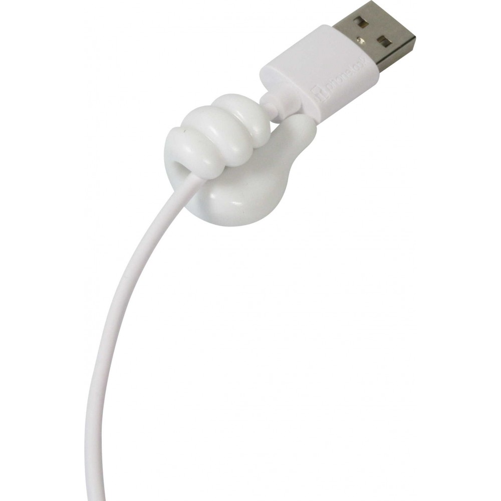 Witzige Silikon Kabel Organizer Thumbs-Up für Ladekabel, Schlüssel u.m. - Weiss