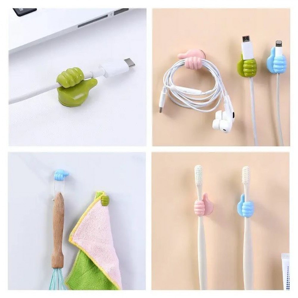 Witzige Silikon Kabel Organizer Thumbs-Up für Ladekabel, Schlüssel u.m. - Grau