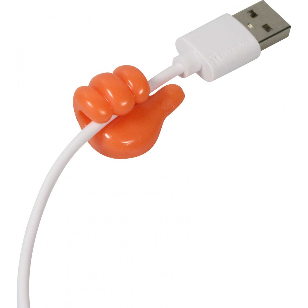 Witzige Silikon Kabel Organizer Thumbs-Up für Ladekabel, Schlüssel u.m. - Orange
