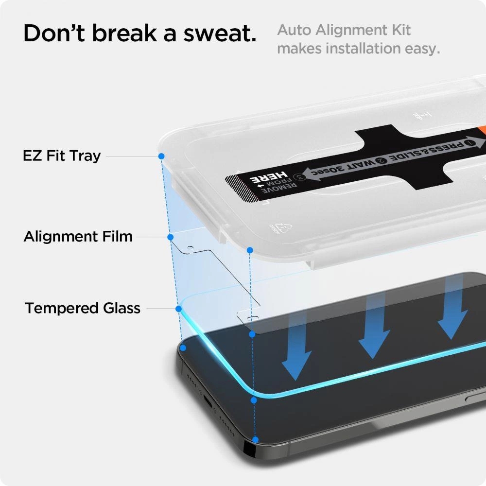 Spigen Glas.tR EZ Fit 2er Pack Schutzfolien mit einfachem Installationssystem - iPhone 13 / 13 Pro / 14 / 16e