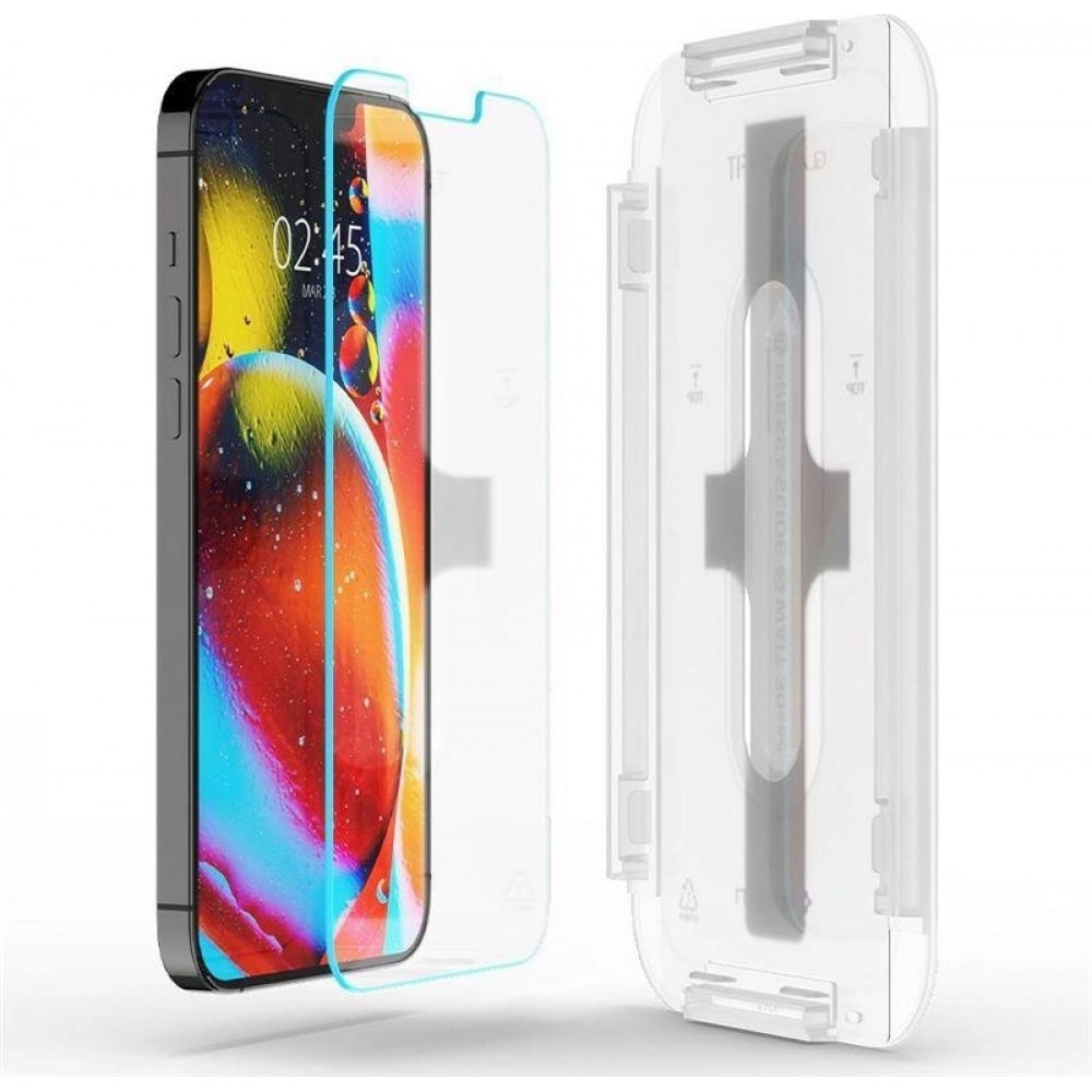 Spigen Glas.tR EZ Fit 2er Pack Schutzfolien mit einfachem Installationssystem - iPhone 13 / 13 Pro / 14 / 16e