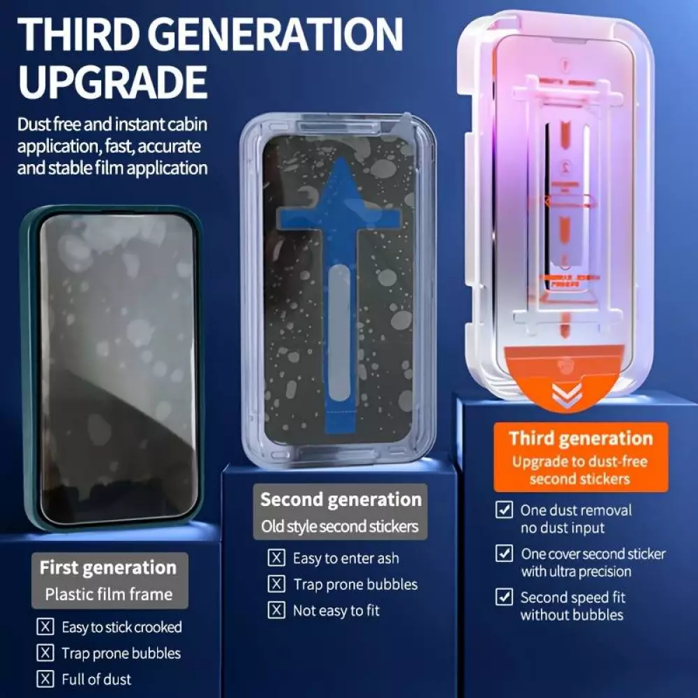2er-Pack Anti-Spy Schutzscheiben mit automatischem Schnellmontageset und Staubschutz - iPhone 17 Pro
