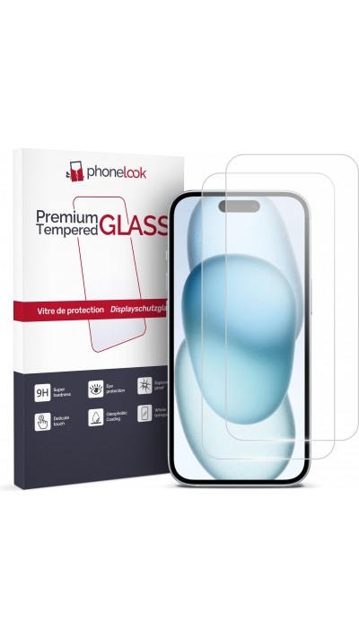 2er Set Panzer Glas Displayschutzfolie - iPhone 15 Pro Max