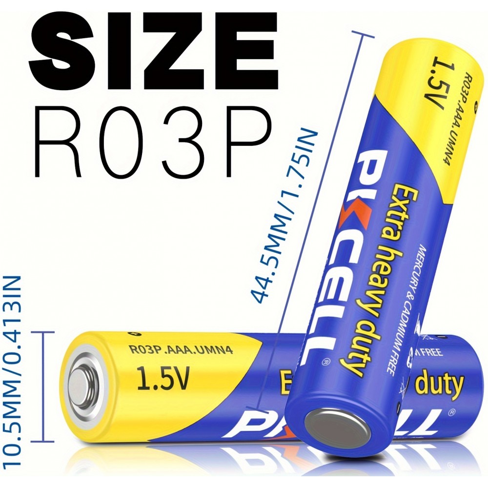 PKCELL 40er Pack AAA 1,5V Zink-Kohle Batterien nicht wiederaufladbar