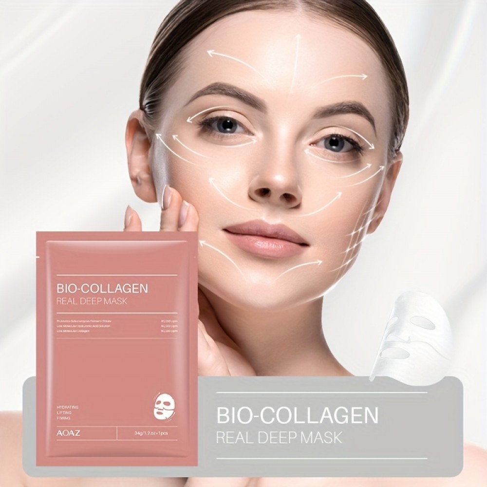 4er-Pack Bio-Kollagen Feuchtigkeitsmasken mit Hyaluronsäure und Niacinamid für alle Hauttypen