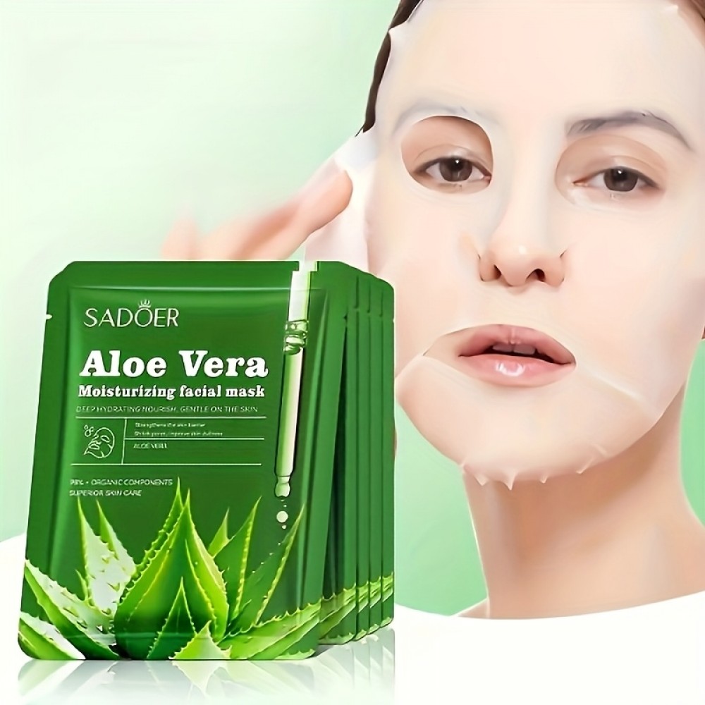 8er Pack Aloe Vera Tuchmasken feuchtigkeitsspendend und straffend mit Hyalurons&auml;ure alkoholfrei