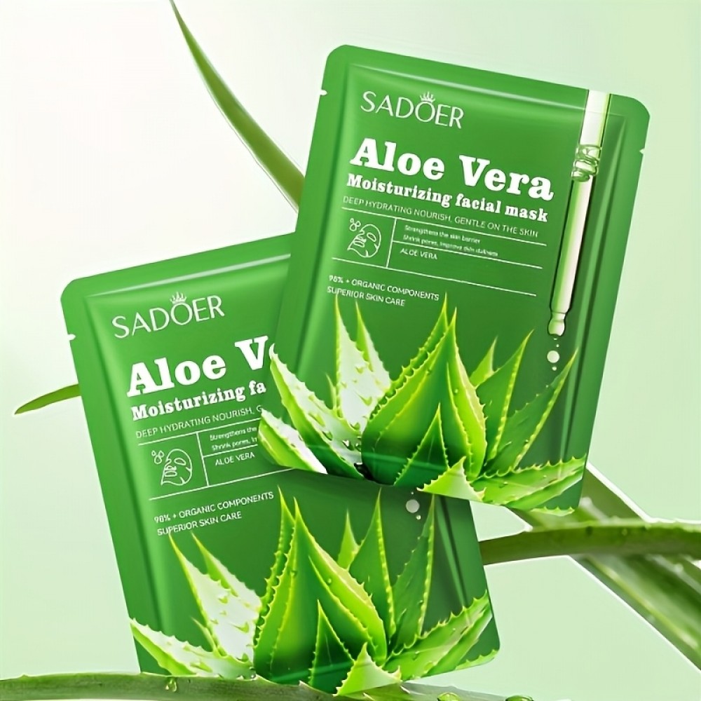 8er Pack Aloe Vera Tuchmasken feuchtigkeitsspendend und straffend mit Hyalurons&auml;ure alkoholfrei