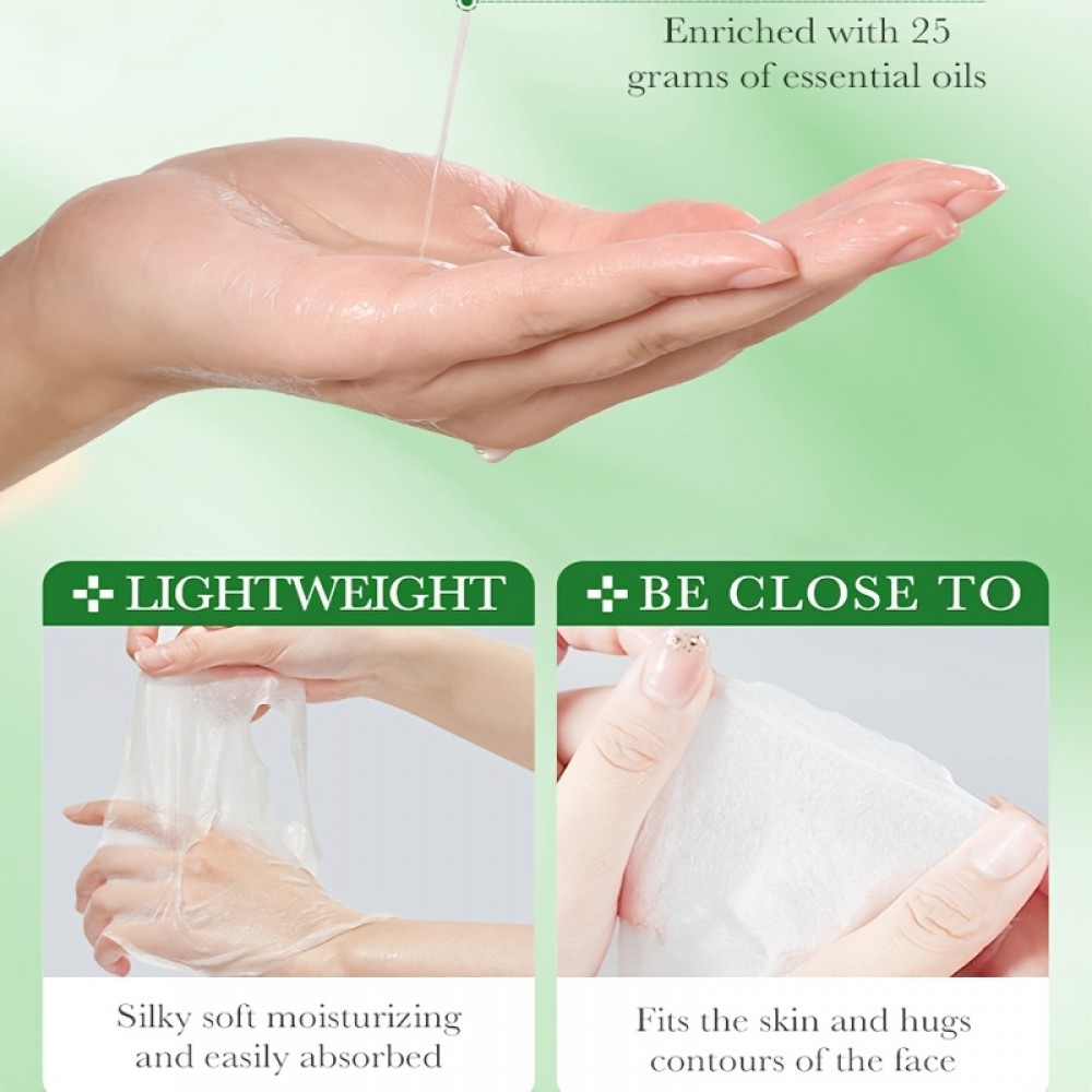 8er Pack Aloe Vera Tuchmasken feuchtigkeitsspendend und straffend mit Hyalurons&auml;ure alkoholfrei