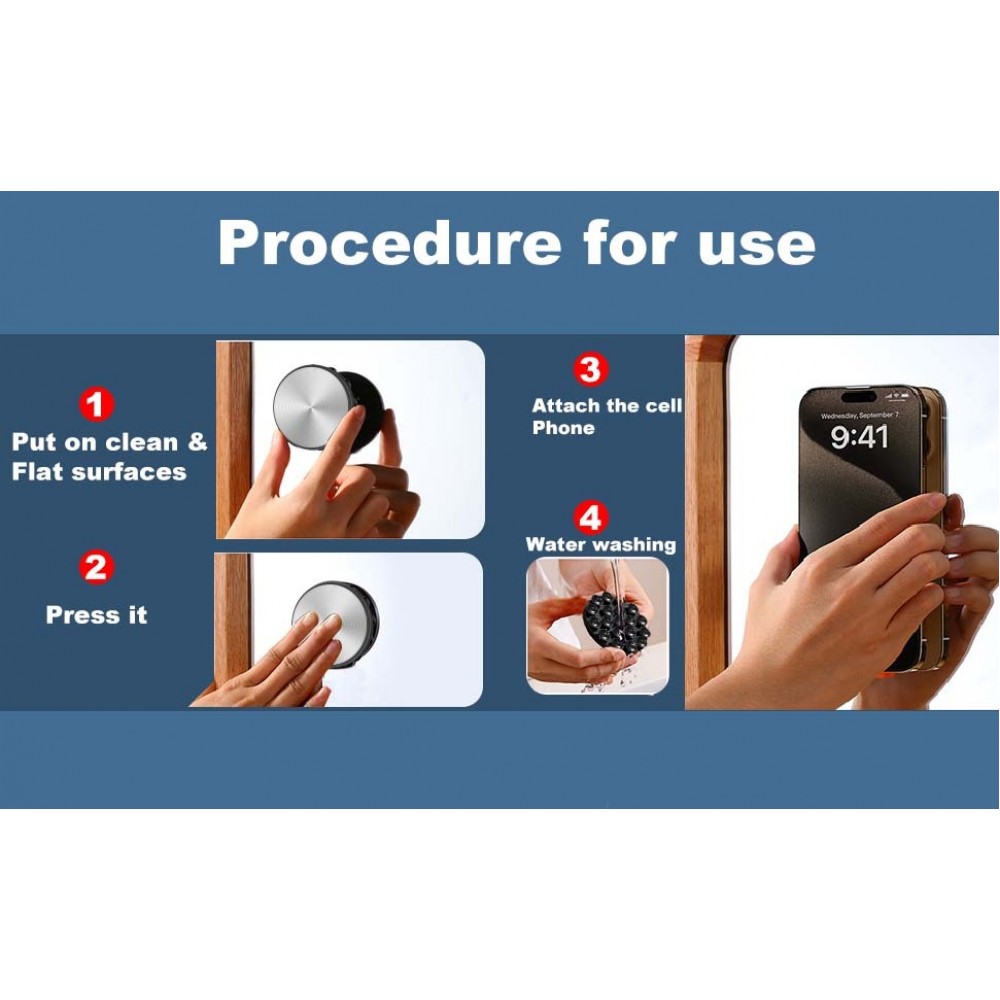 MagSafe 360&deg; Rotierender Silikon-Magnetpatch mit Saugnapf f&uuml;r Handyhalterung - Schwarz