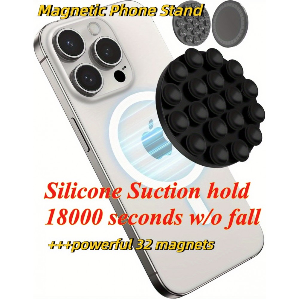 MagSafe 360° drehbarer Silikon-Magnet-Patch mit Saugnapf für Handyhalterung - Rosa