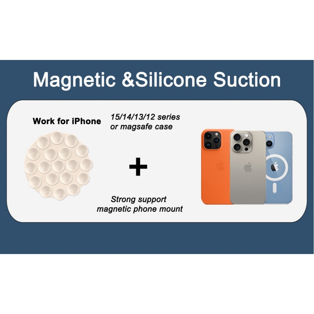 MagSafe 360° drehbarer Silikon-Magnet-Patch mit Saugnapf für Handyhalterung - Rosa