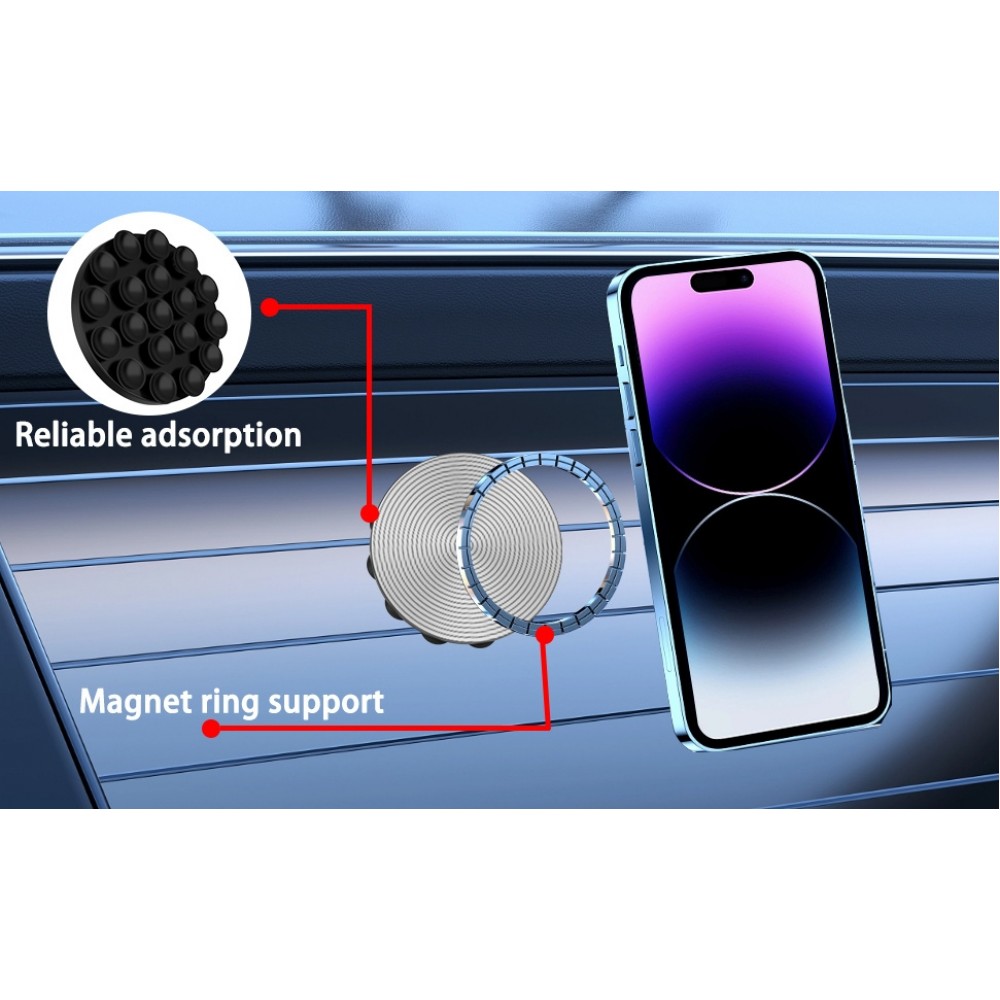 MagSafe 360° drehbarer Silikon-Magnet-Patch mit Saugnapf für Handyhalterung - Rosa