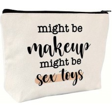Kleine universelle Make-up oder Accessoires Tasche mit lustigem Text - Hellbeige