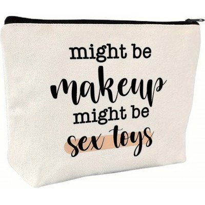 Kleine universelle Make-up oder Accessoires Tasche mit lustigem Text - Hellbeige