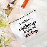 Kleine universelle Make-up oder Accessoires Tasche mit lustigem Text - Hellbeige