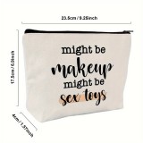 Kleine universelle Make-up oder Accessoires Tasche mit lustigem Text - Hellbeige