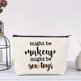 Kleine universelle Make-up oder Accessoires Tasche mit lustigem Text - Hellbeige
