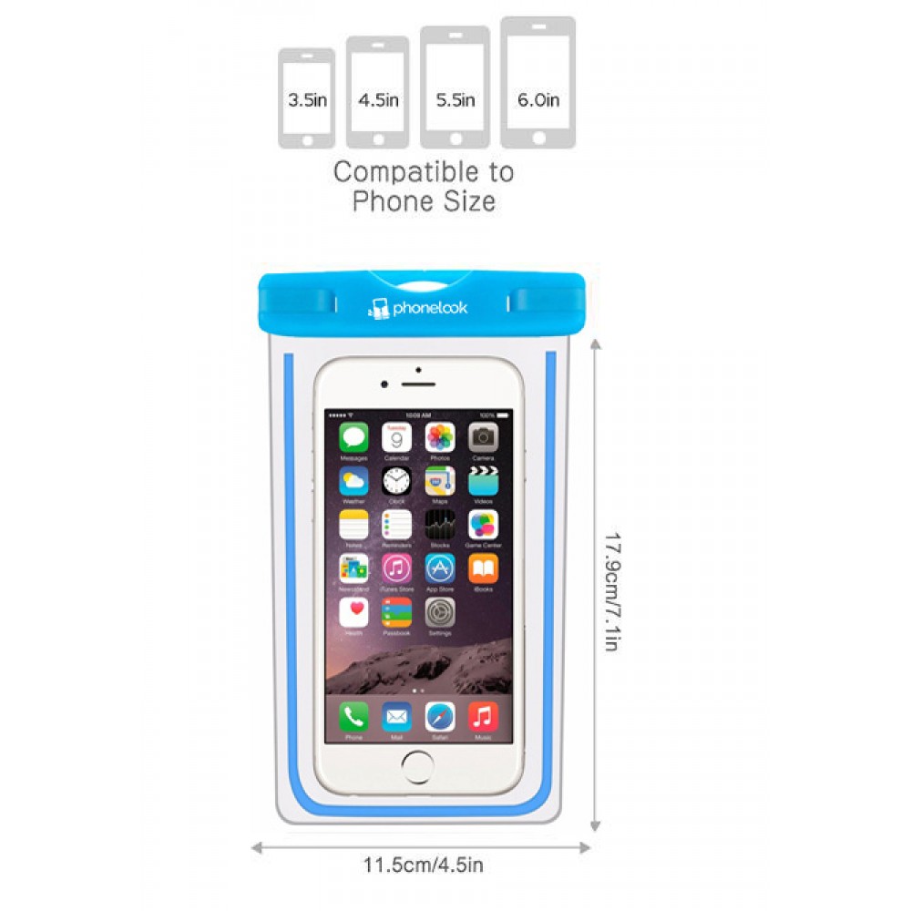 Wasserdichte Smartphone Tüte mit berührungsempfindlicher Hülle PhoneLook - Blau