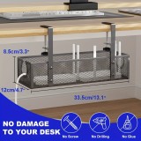 Untertisch Kabelmanagement-Plateau Metall ohne Bohren moderner Organizer - Weiß