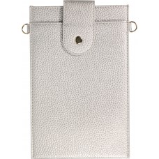 Elegante universelle Smartphone Umhängetasche aus veganem Leder inkl. Umhängegurt aus Leder (vegan) - Silber