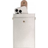 Elegante universelle Smartphone Umhängetasche aus veganem Leder inkl. Umhängegurt aus Leder (vegan) - Silber