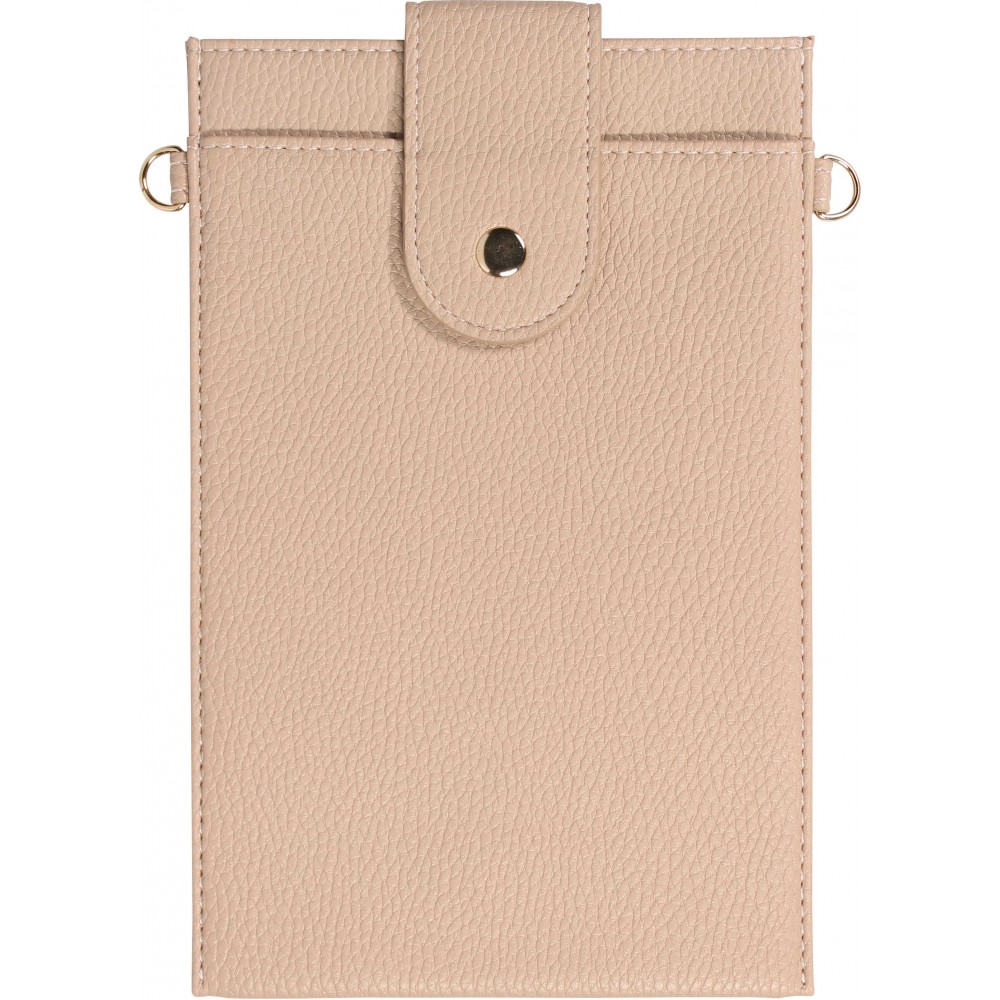 Elegante universelle Smartphone Umhängetasche aus veganem Leder inkl. Umhängegurt aus Leder (vegan) - Beige
