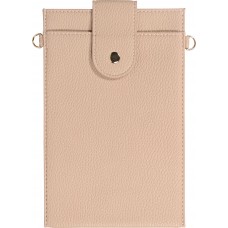 Elegante universelle Smartphone Umhängetasche aus veganem Leder inkl. Umhängegurt aus Leder (vegan) - Beige