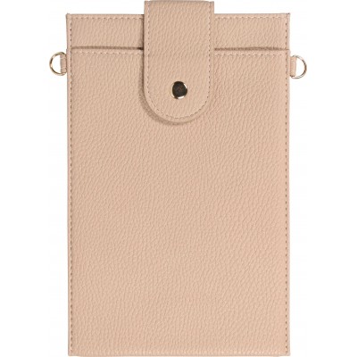 Elegante universelle Smartphone Umhängetasche aus veganem Leder inkl. Umhängegurt aus Leder (vegan) - Beige