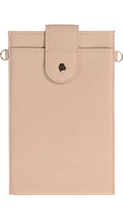 Pochette à bandoulière universelle pour smartphone en cuir végétal avec lanière en cuir (végétal) - Beige