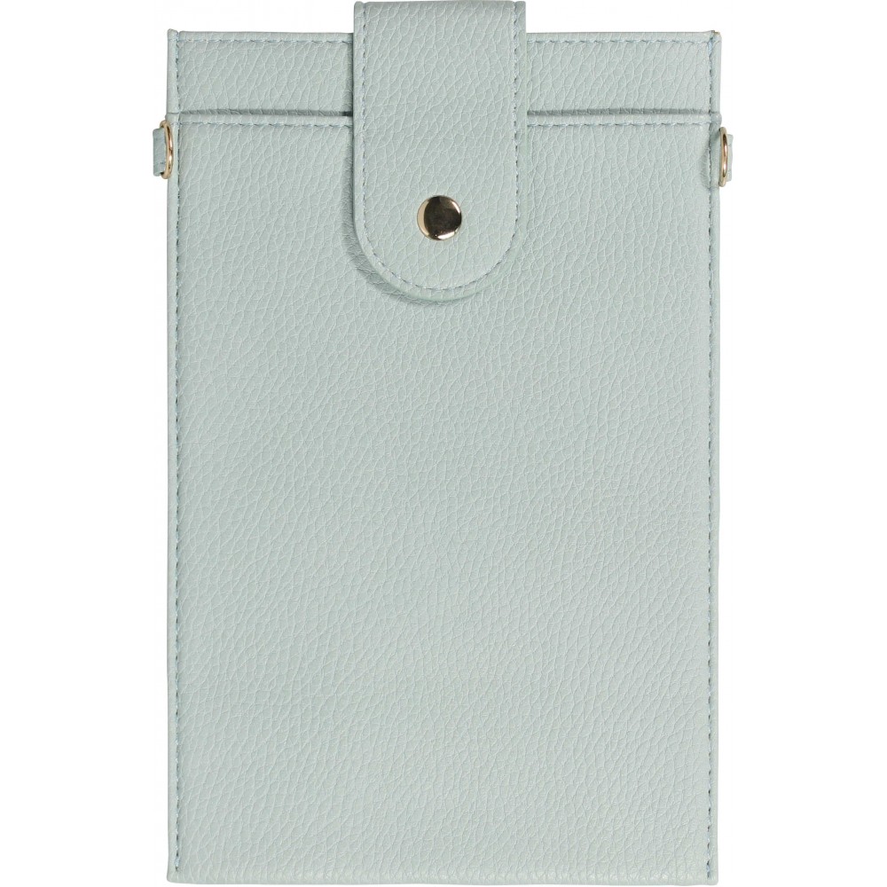 Elegante universelle Smartphone Umhängetasche aus veganem Leder inkl. Umhängegurt aus Leder (vegan) - Hellblau