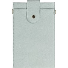 Elegante universelle Smartphone Umhängetasche aus veganem Leder inkl. Umhängegurt aus Leder (vegan) - Hellblau