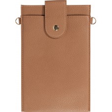 Elegante universelle Smartphone Umhängetasche aus veganem Leder inkl. Umhängegurt aus Leder (vegan) - Braun