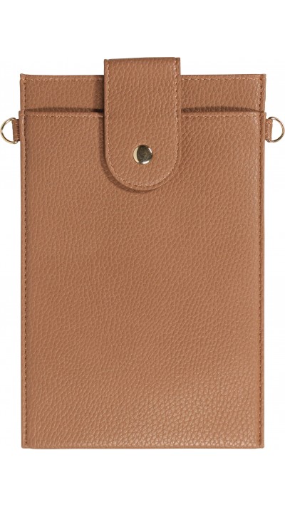 Elegante universelle Smartphone Umhängetasche aus veganem Leder inkl. Umhängegurt aus Leder (vegan) - Braun