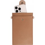 Elegante universelle Smartphone Umhängetasche aus veganem Leder inkl. Umhängegurt aus Leder (vegan) - Braun