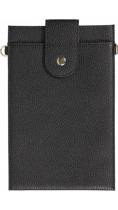 Pochette à bandoulière universelle pour smartphone en cuir végétal avec lanière en cuir (végétal) - Noir