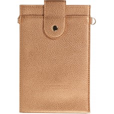 Elegante universelle Smartphone Umhängetasche aus veganem Leder inkl. Umhängegurt aus Leder (vegan) - Gold