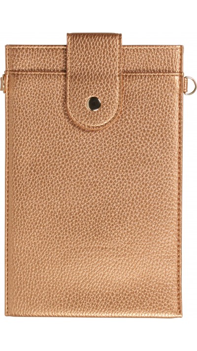 Pochette à bandoulière universelle pour smartphone en cuir végétal avec lanière en cuir (végétal) - Or