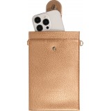 Elegante universelle Smartphone Umhängetasche aus veganem Leder inkl. Umhängegurt aus Leder (vegan) - Gold