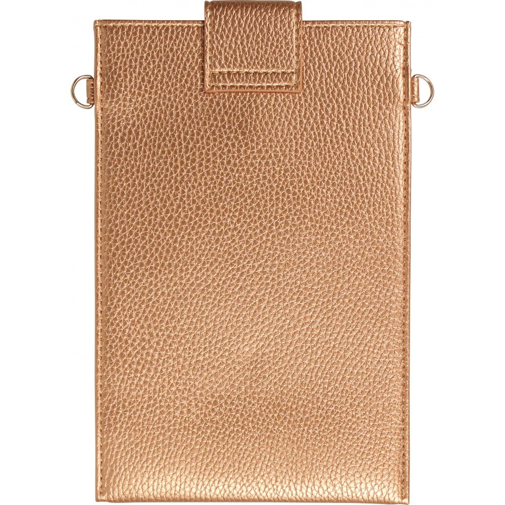Elegante universelle Smartphone Umhängetasche aus veganem Leder inkl. Umhängegurt aus Leder (vegan) - Gold