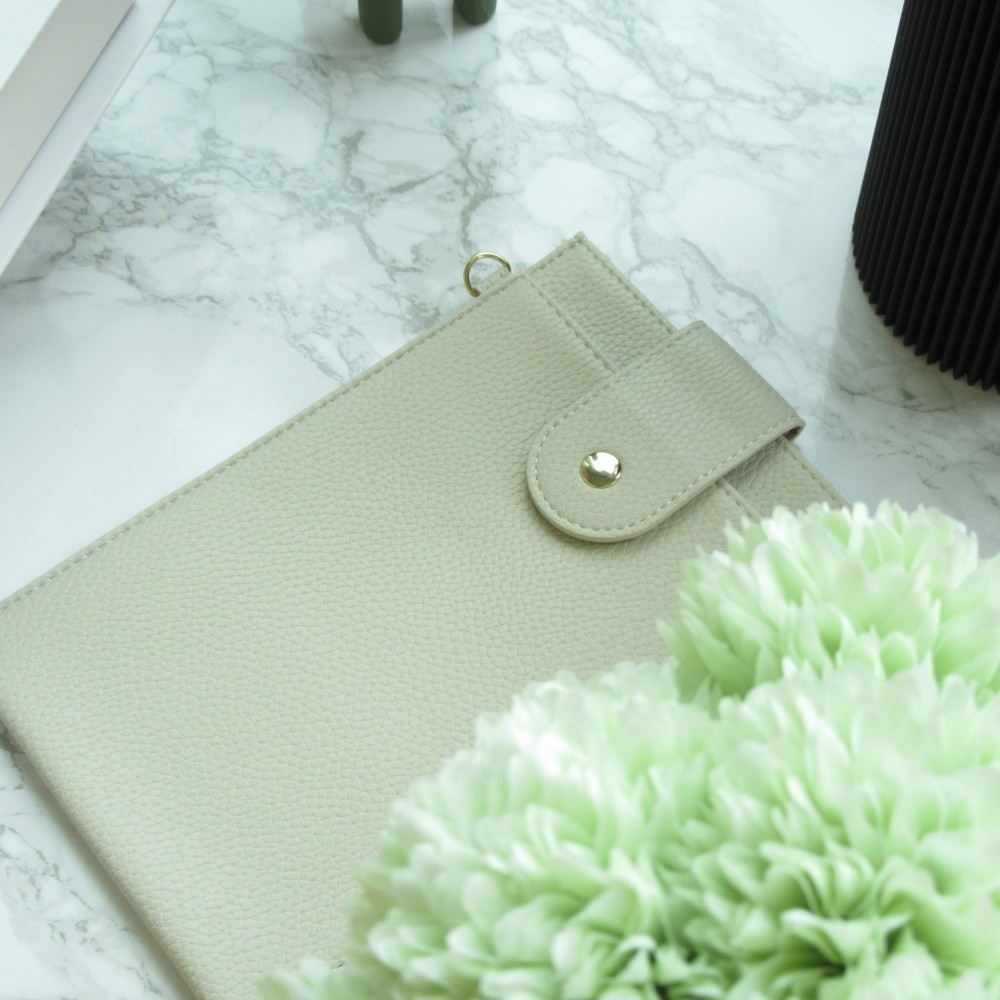 Elegante universelle Smartphone Umhängetasche aus veganem Leder inkl. Umhängegurt aus Leder (vegan) - Sand