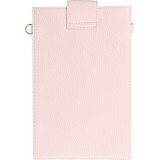 Elegante universelle Smartphone Umhängetasche aus veganem Leder inkl. Umhängegurt aus Leder (vegan) - Hellviolett