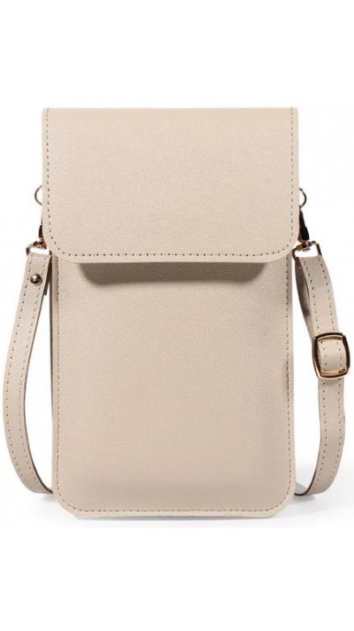 Elegante Schultertasche für Smartphone und Zubehör mit Sichtfenster - Beige