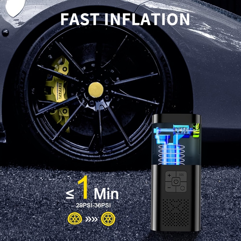 Tragbare Luftkompressor Reifenpumpe 150PSI mit Manometer LED Licht kabellos für Auto Motorrad Fahrrad