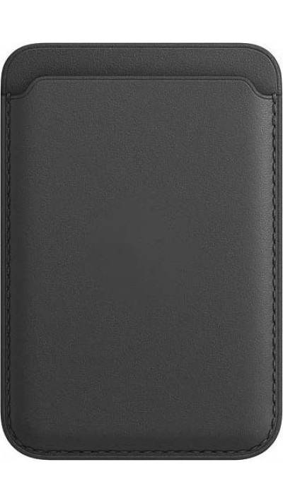 Magnetischer Kartenhalter Wallet Leder - Kompatibel mit Apple MagSafe - Schwarz