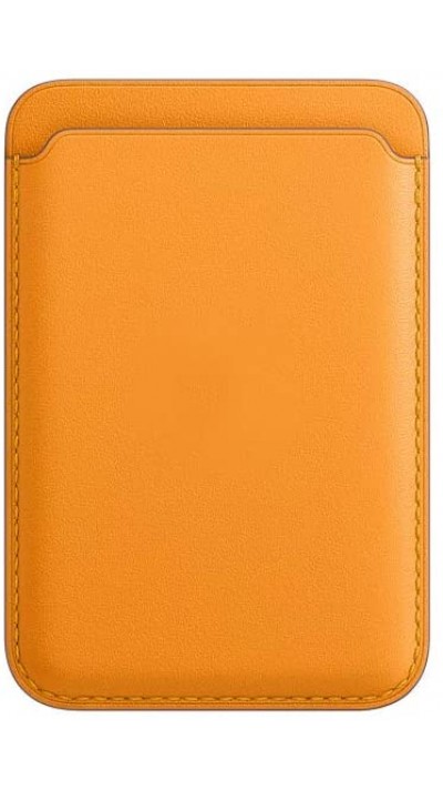 Magnetischer Kartenhalter Wallet Leder - Kompatibel mit Apple MagSafe - Orange