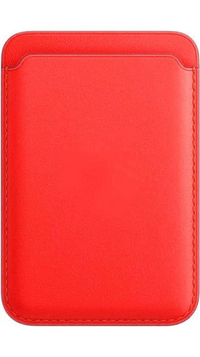 Magnetischer Kartenhalter Wallet Leder - Kompatibel mit Apple MagSafe - Rot