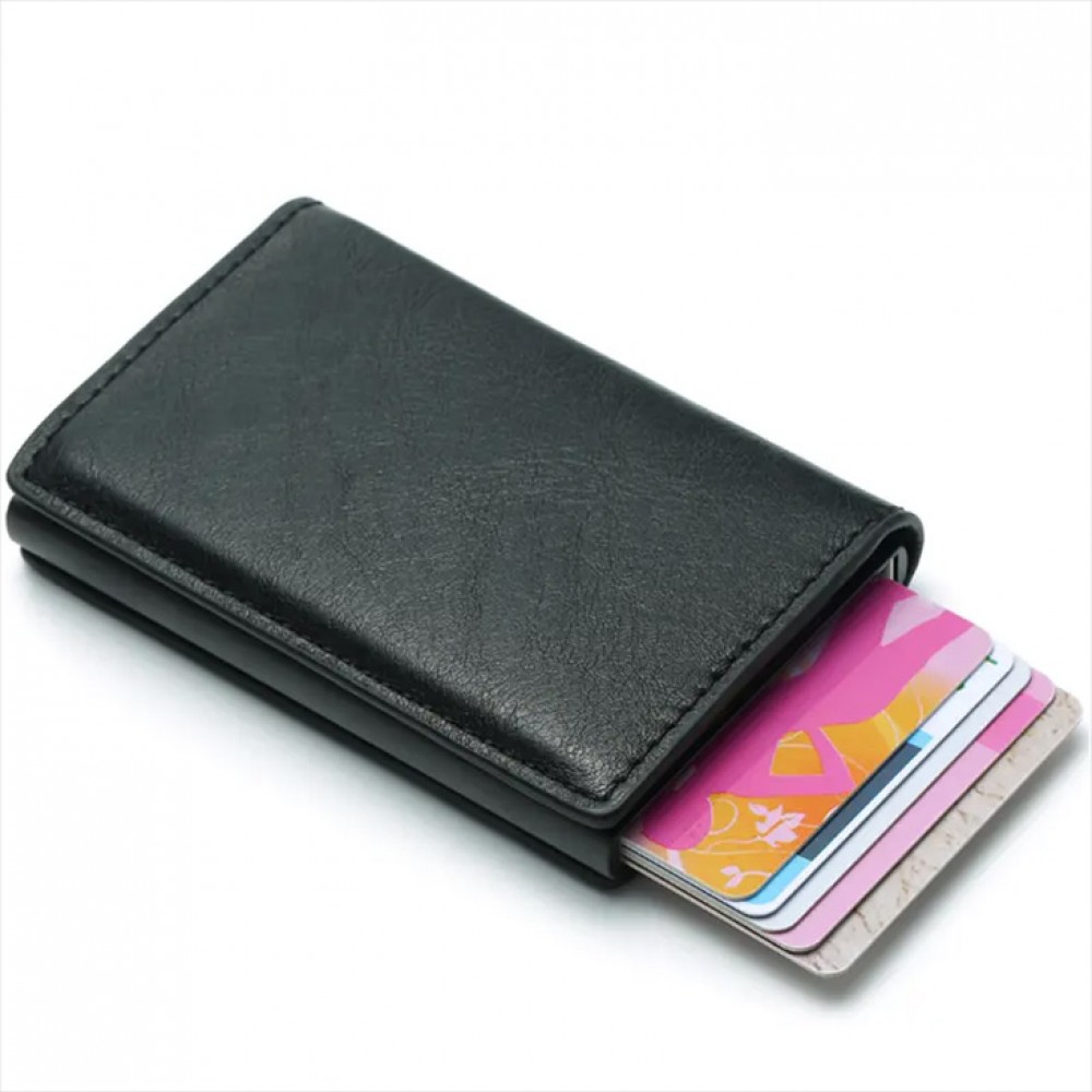 AirTag 2 in 1 Kartenhalter und Halter mit RFID-Blocker Kunstleder - Schwarz