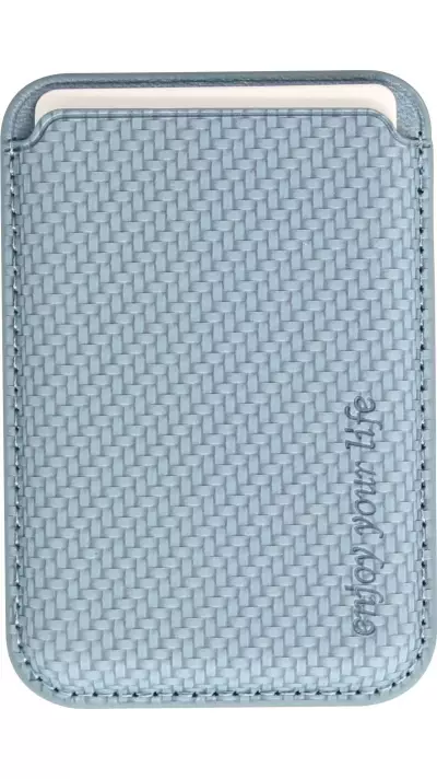 Magnetischer Kartenhalter Wallet Carbon Effekt - Kompatibel mit Apple MagSafe - Blau